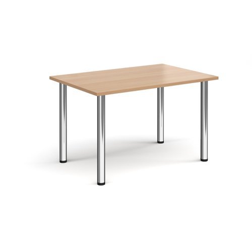 Rectangular chrome radial leg meeting table 1200mm x 800mm beech - DRL1200-C-B