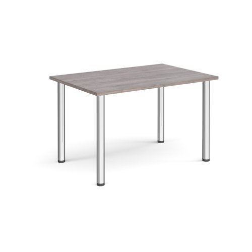 Rectangular chrome radial leg meeting table 1200mm x 800mm grey oak - DRL1200-C-GO