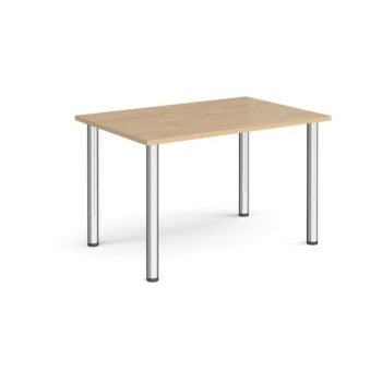 Rectangular chrome radial leg meeting table 1200mm x 800mm kendal oak - DRL1200-C-KO