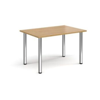 Rectangular chrome radial leg meeting table 1200mm x 800mm oak - DRL1200-C-O