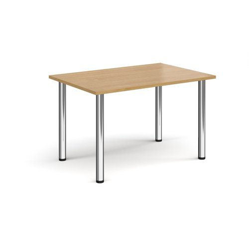 Rectangular chrome radial leg meeting table 1200mm x 800mm oak - DRL1200-C-O