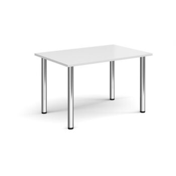 Rectangular chrome radial leg meeting table 1200mm x 800mm white - DRL1200-C-WH