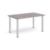 Rectangular chrome radial leg meeting table 1400mm x 800mm grey oak - DRL1400-C-GO