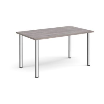 Rectangular chrome radial leg meeting table 1400mm x 800mm grey oak - DRL1400-C-GO
