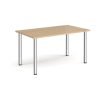 Rectangular chrome radial leg meeting table 1400mm x 800mm kendal oak - DRL1400-C-KO
