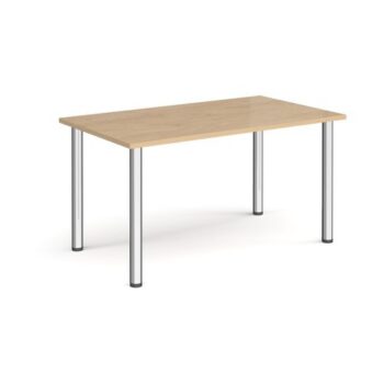 Rectangular chrome radial leg meeting table 1400mm x 800mm kendal oak - DRL1400-C-KO