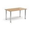 Rectangular chrome radial leg meeting table 1400mm x 800mm oak - DRL1400-C-O