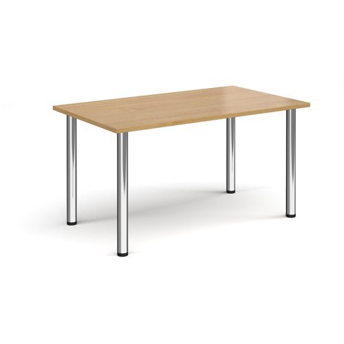 Rectangular chrome radial leg meeting table 1400mm x 800mm oak - DRL1400-C-O