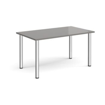 Rectangular chrome radial leg meeting table 1400mm x 800mm onyx grey - DRL1400-C-OG