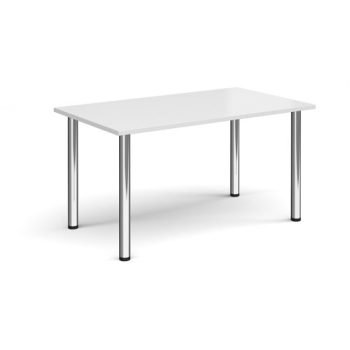 Rectangular chrome radial leg meeting table 1400mm x 800mm white - DRL1400-C-WH