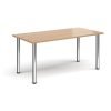 Rectangular chrome radial leg meeting table 1600mm x 800mm beech - DRL1600-C-B
