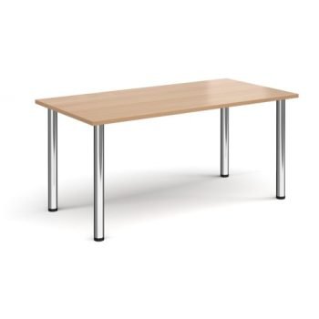 Rectangular chrome radial leg meeting table 1600mm x 800mm beech - DRL1600-C-B