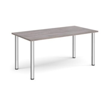 Rectangular chrome radial leg meeting table 1600mm x 800mm grey oak - DRL1600-C-GO