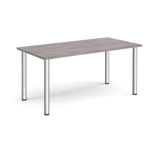 Rectangular chrome radial leg meeting table 1600mm x 800mm grey oak - DRL1600-C-GO