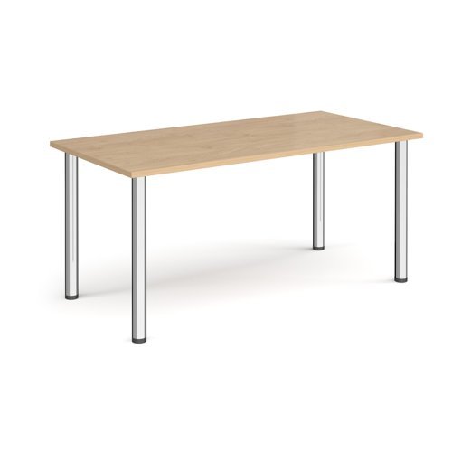 Rectangular chrome radial leg meeting table 1600mm x 800mm kendal oak - DRL1600-C-KO