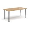Rectangular chrome radial leg meeting table 1600mm x 800mm oak - DRL1600-C-O