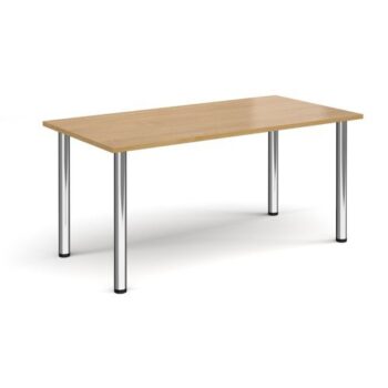 Rectangular chrome radial leg meeting table 1600mm x 800mm oak - DRL1600-C-O