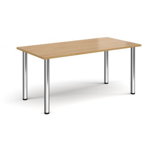 Rectangular chrome radial leg meeting table 1600mm x 800mm oak - DRL1600-C-O