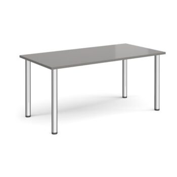 Rectangular chrome radial leg meeting table 1600mm x 800mm onyx grey - DRL1600-C-OG