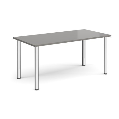 Rectangular chrome radial leg meeting table 1600mm x 800mm onyx grey - DRL1600-C-OG