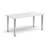 Rectangular chrome radial leg meeting table 1600mm x 800mm white - DRL1600-C-WH