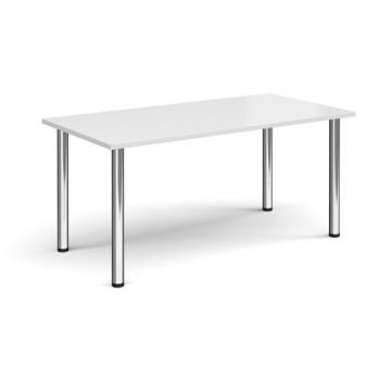 Rectangular chrome radial leg meeting table 1600mm x 800mm white - DRL1600-C-WH
