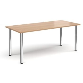 Rectangular chrome radial leg meeting table 1800mm x 800mm beech - DRL1800-C-B
