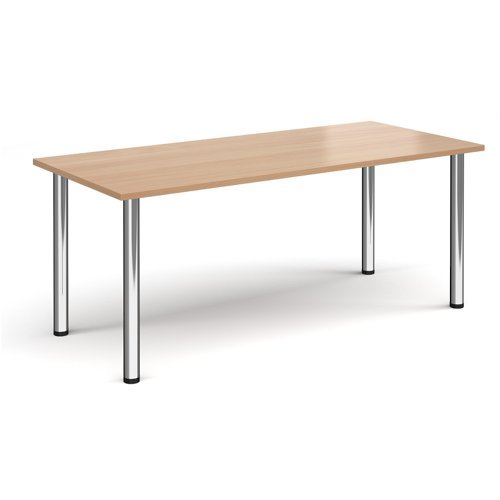 Rectangular chrome radial leg meeting table 1800mm x 800mm beech - DRL1800-C-B