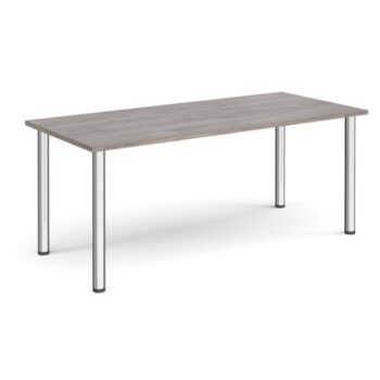 Rectangular chrome radial leg meeting table 1800mm x 800mm grey oak - DRL1800-C-GO