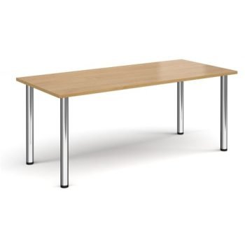 Rectangular chrome radial leg meeting table 1800mm x 800mm oak - DRL1800-C-O