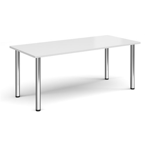 Rectangular chrome radial leg meeting table 1800mm x 800mm white - DRL1800-C-WH