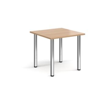 Rectangular chrome radial leg meeting table 800mm x 800mm beech - DRL800-C-B