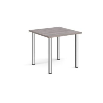 Rectangular chrome radial leg meeting table 800mm x 800mm grey oak - DRL800-C-GO