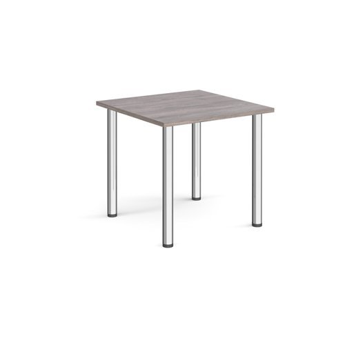 Rectangular chrome radial leg meeting table 800mm x 800mm grey oak - DRL800-C-GO