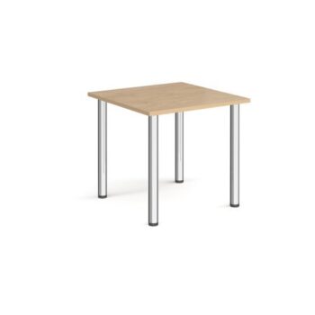 Rectangular chrome radial leg meeting table 800mm x 800mm kendal oak - DRL800-C-KO