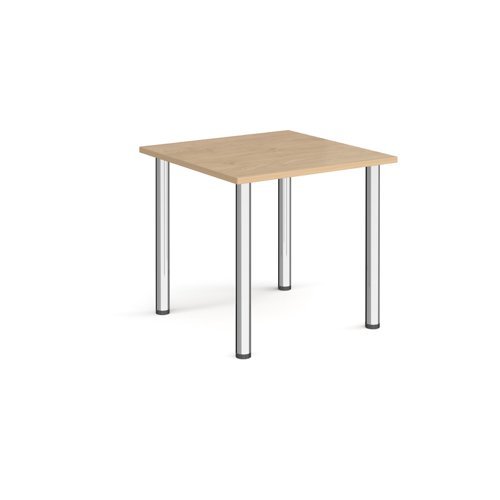 Rectangular chrome radial leg meeting table 800mm x 800mm kendal oak - DRL800-C-KO