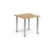 Rectangular chrome radial leg meeting table 800mm x 800mm oak - DRL800-C-O