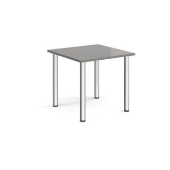 Rectangular chrome radial leg meeting table 800mm x 800mm onyx grey - DRL800-C-OG