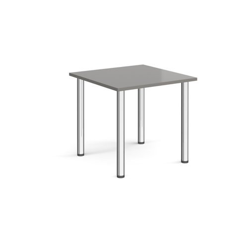 Rectangular chrome radial leg meeting table 800mm x 800mm onyx grey - DRL800-C-OG
