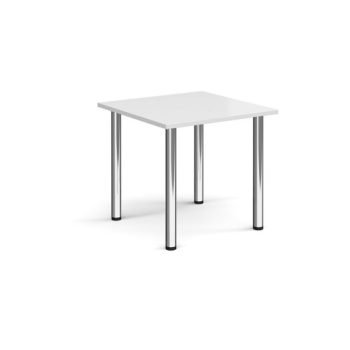 Rectangular chrome radial leg meeting table 800mm x 800mm white - DRL800-C-WH
