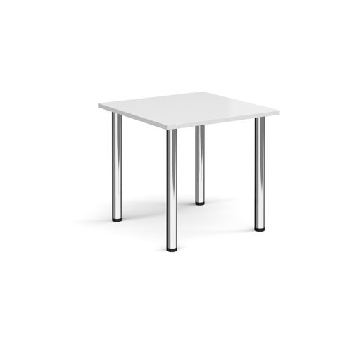 Rectangular chrome radial leg meeting table 800mm x 800mm white - DRL800-C-WH