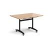 Rectangular deluxe fliptop meeting table with black frame 1200mm x 800mm beech - DFLP12-K-B
