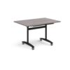 Rectangular deluxe fliptop meeting table with black frame 1200mm x 800mm grey oak - DFLP12-K-GO
