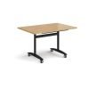 Rectangular deluxe fliptop meeting table with black frame 1200mm x 800mm oak - DFLP12-K-O