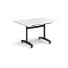 Rectangular deluxe fliptop meeting table with black frame 1200mm x 800mm white - DFLP12-K-WH
