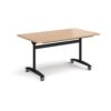 Rectangular deluxe fliptop meeting table with black frame 1400mm x 800mm beech - DFLP14-K-B