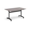 Rectangular deluxe fliptop meeting table with black frame 1400mm x 800mm grey oak - DFLP14-K-GO