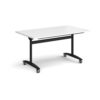 Rectangular deluxe fliptop meeting table with black frame 1400mm x 800mm white - DFLP14-K-WH