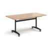 Rectangular deluxe fliptop meeting table with black frame 1600mm x 800mm beech - DFLP16-K-B