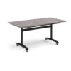 Rectangular deluxe fliptop meeting table with black frame 1600mm x 800mm grey oak - DFLP16-K-GO